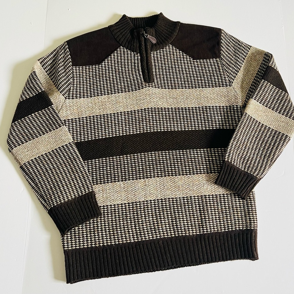 DAY & AGE Boys Brown & Cream Striped Sweater Size 14-Large🤎